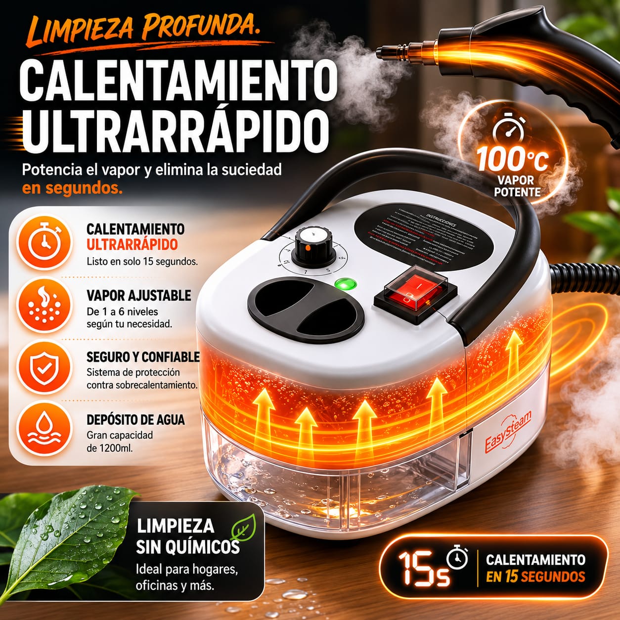 Limpiador A Vapor Presion 2500w Portatil